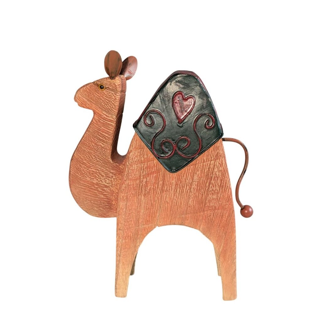 Nativity Set w/ Holy Family 3 Wise Men & Camel Wood/Metal/Ceramic Rustic - Picture 5 of 16